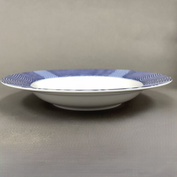 Crate & Barrel Rafia Blue White Waves Wavy Bowls Lead & Cadmium Free Lot of 3 - Picture 14 of 14